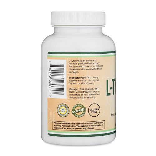 L-Tyrosine 1,000mg per Serving, 120 Veggie Capsules (L Tyrosine Supplement for Memory Double Wood Supplements Au supplements
