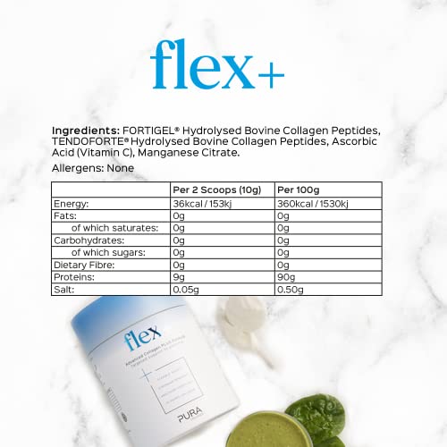 Pura Collagen Powdered Supplement Flex+, 10,000 mg Hydrolysed Peptides, Vitamin C & Manganese Pura Collagen Au supplements