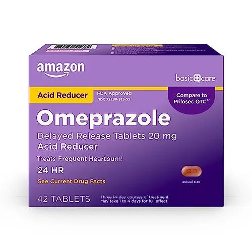 Amazon Basic Care Omeprazole Delayed Release Tablets 20 mg, Treats Frequent Amazon Basic CareAU supplements