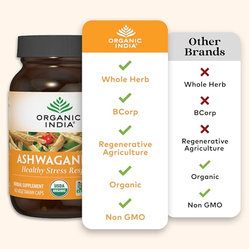 ORGANIC INDIA Ashwagandha Herbal Supplement - Vegan, Gluten-Free, Kosher ORGANIC INDIA Au supplements