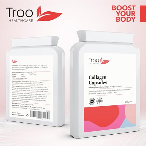 Troo Marine Collagen Supplement - 60 High Strength Capsules 1200mg Serving - Hydrolysed Marine Collagen Peptides with Vitamin C Troo Health Care Au supplements