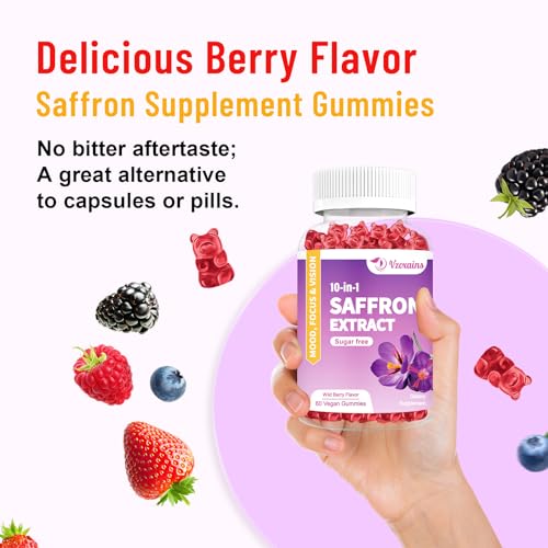VZOXAINS 2 Pack Saffron Supplement Gummies, Sugar Free Saffron Extract with Magnesium VZOXAINS Au supplements