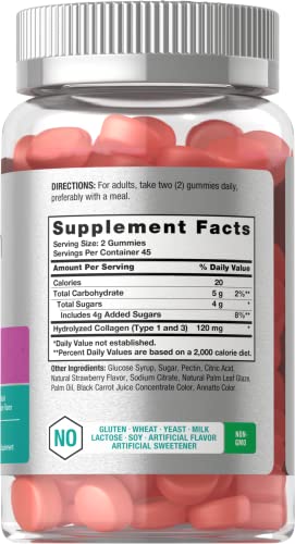 Hydrolyzed Collagen Gummies | 90 Count | Strawberry Flavored Gummy Supplement Horbäach Au supplements