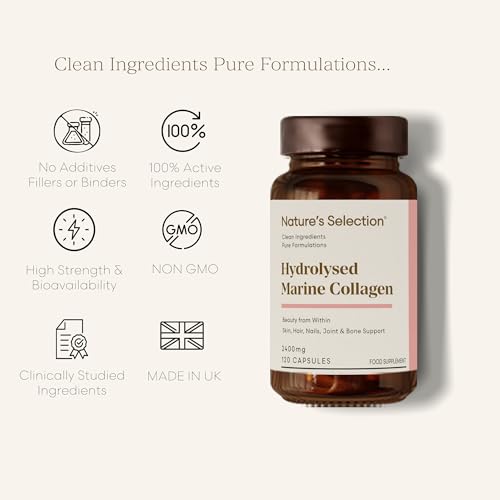Pure Hydrolysed Marine Collagen Capsules 2400mg - Collagen Tablets High Strength Collagen Nature's Selection Au supplements