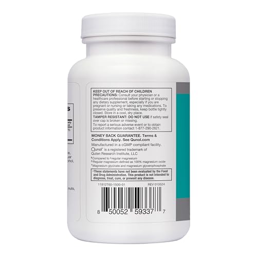 Qunol Magnesium Glycinate Complex, Gentle on Stomach, 250mg One Pill Dose, Superior-Absorption Magnesium, Nerve, Bone and Muscle Health Supplement, 60 Count (Pack of 1) Qunol Au supplements