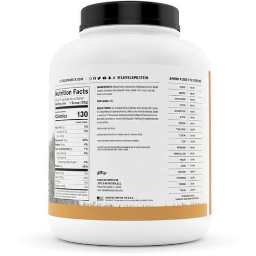 Levels Grass Fed 100% Whey Protein, No Hormones, Vanilla Cinnamon, 5LB Levels Nutrition Au supplements