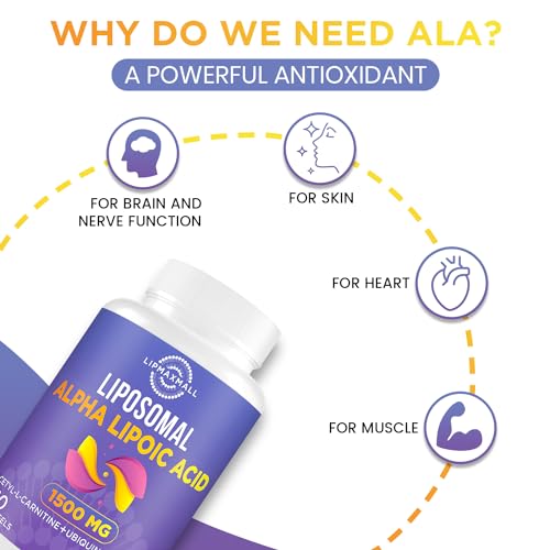 Liposomal Alpha Lipoic Acid 1500mg - with Acetyl-L-Carnitine 900mg & Ubiquinol 100mg lipmaxmall Au supplements
