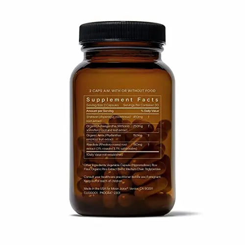 Moon Juice SuperYou Ashwagandha Supplements with Rhodiola, Shatavari & Amla - Cortisol Reducer for Energy, Mood, Focus and Stress Support, Vegan, Non-GMO & 100% Traceable, 60 Capsules, 30 Servings Moon Juice Au supplements