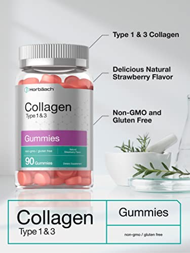Hydrolyzed Collagen Gummies | 90 Count | Strawberry Flavored Gummy Supplement Horbäach Au supplements