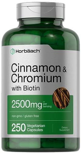 Cinnamon with Chromium Picolinate 2500mg | 250 Capsules | Plus Biotin | Vegetarian Horbäach Au supplements
