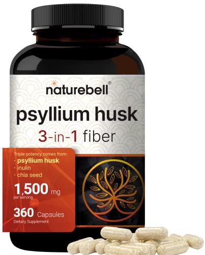 NatureBell Psyllium Husk Capsules 1500mg Per Serving, 360 Count, with Inulin NatureBell Au supplements