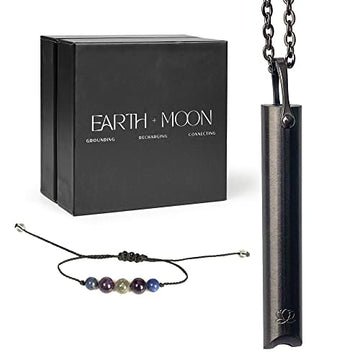 Mindful Breathing Necklace for Anxiety Stress Relief - Earth and Moon Stainless Steel Anxiety EARTH AND MOON Au supplements