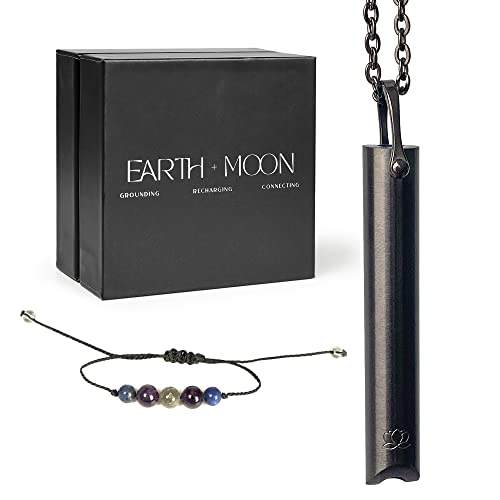 Mindful Breathing Necklace for Anxiety Stress Relief - Earth and Moon Stainless Steel Anxiety EARTH AND MOON Au supplements