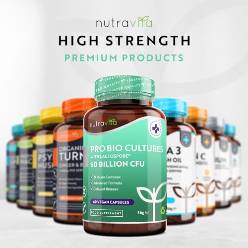 60 Billion CFU Probiotic Cultures - Scientifically Backed Lactospore® for Good Gut Flora Nutravita Au supplements