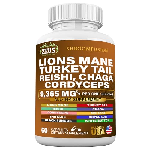 Zeus Naturals Lions Mane Capsules, Mushroom Supplement with Turkey Tail, Cordyceps Zeus Naturals Au supplements