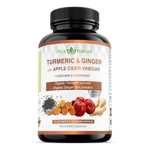 PIUS NATURE Turmeric Curcumin and Ginger with Apple Cider Vinegar, USDA Organic PIUS NATUREAU supplements