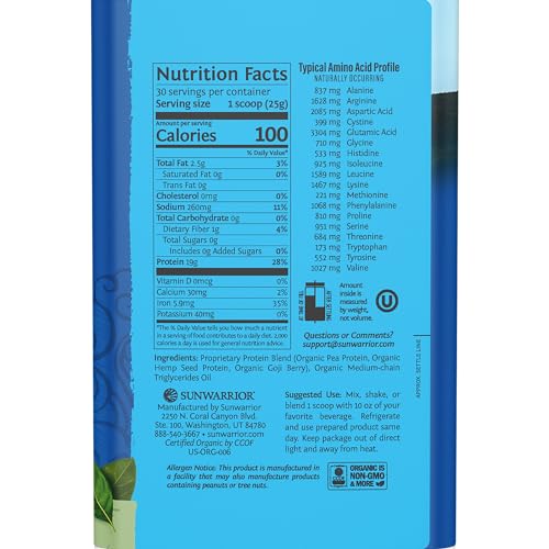 Vegan Organic Protein Powder Plant-based | BCAA Amino Acids Hemp Seed Soy Free Sunwarrior Au supplements