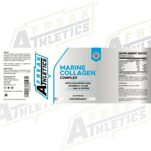 Marine Collagen 1000mg - Type 1 Hydrolysed Collagen - Enhanced with Hyaluronic Acid, Vitamin C Freak Athletics Au supplements