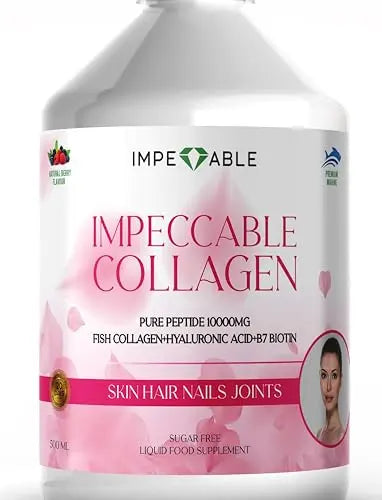 IMPECCABLE Collagen 10.000mg hydrolyzed Sugar Free Liquid Marine Collagen | Supplements for Women and Men Impeccable uk supplements