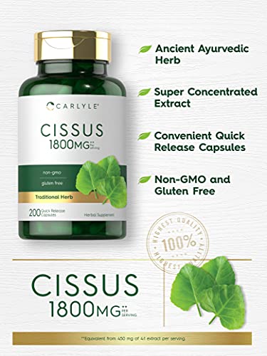 Carlyle Cissus Quadrangularis 1800mg | 200 Capsules | Traditional Herb Extract Carlyle Au supplements