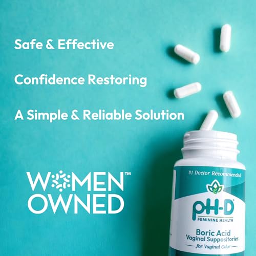 pH-D Feminine Health - 600 mg Boric Acid Suppositories - Woman Owned - for Vaginal Odor Use - 12 Count pH-D Feminine Health Support Au supplements