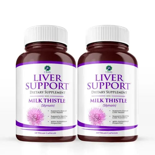 1 Body Liver Support: Twin Pack - 60 Capsules Each - Milk Thistle 1 BodyAU supplements