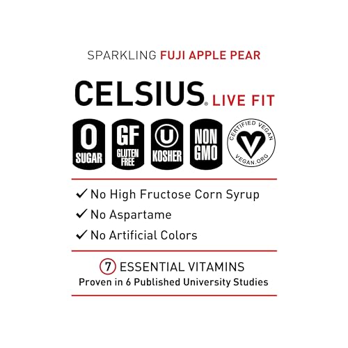 CELSIUS Sparkling Fuji Apple Pear, Functional Essential Energy Drink 12 Fl Oz (Pack of 12) CELSIUS Au supplements
