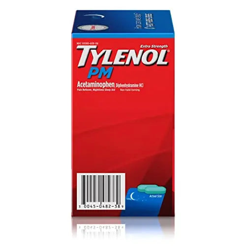 Tylenol PM Extra Strength Nighttime Pain Reliever Sleep Aid Caplets with Acetaminophen & Diphenhydramine HCl, Relief for Nighttime Aches & Pains, Travel Size, 50 Packs of 2 Caplets Tylenol Au supplements