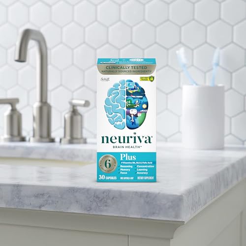 NEURIVA Plus Brain Supplement for Memory and Focus Clinically Tested Nootropics for Concentration for Mental Clarity, Cognitive Enhancement Vitamins B6, B12, Phosphatidylserine 30 Capsules NEURIVA Au supplements