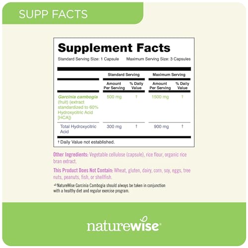 Naturewise Garcinia Cambogia with Pure Garcinia Cambogia Extract, 60% HCA Concentrati NatureWise Au supplements