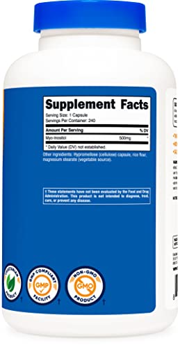 Nutricost Inositol Capsules 500mg, 240 Capsules - Veggie Capsules, Non-GMO, Gluten Nutricost Au supplements