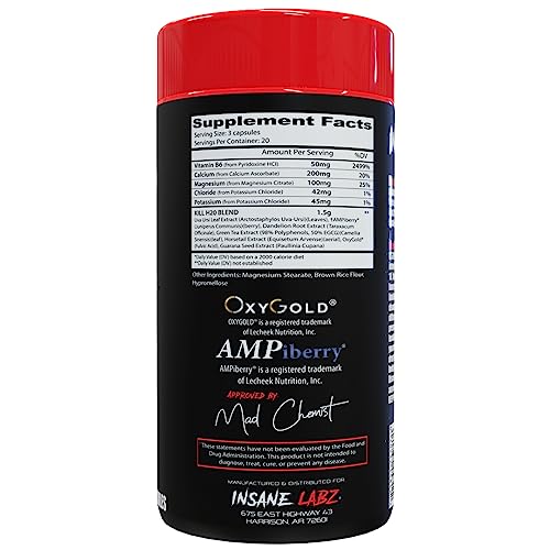 Insane Labz Kill H20, AMPiberry Infused Diuretic, Reduce Water Retention and Bloating Relief Insane Labz Au supplements