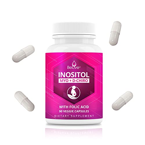 BeLive Myo-Inositol & D-Chiro Inositol Capsules - 90Ct I Inositol Supplement with Folic BeLive Au supplements