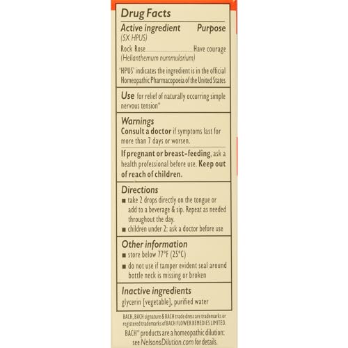 Bach Original Flower Remedies, Rock Rose for Courage (Non-Alcohol Formula), Natural Homeopathic Bach Au supplements