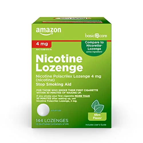 Amazon Basic Care Nicotine Polacrilex Lozenges, 4 mg, Mint Flavor Amazon Basic CareAU supplements