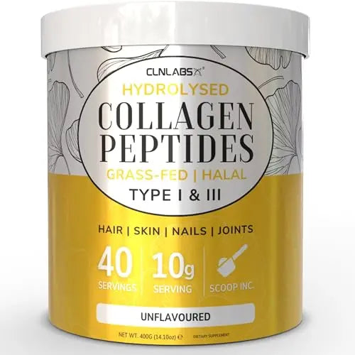 100% Pure Hydrolysed Collagen Peptides Powder - 400g Tub | Halal & Grass-Fed Bovine Collagen CLN LabsAU supplements