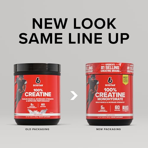 Six Star 100% Creatine Monohydrate Powder - Unflavored Micronized Creatine Monohydrate Supplement for Workout Performance, Muscle Building & Strength - Creatine Powder for Women & Men - 60 Servings Six Star Au supplements