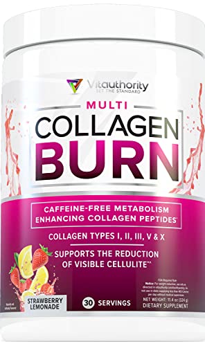 Multi Collagen Burn: Multi-Type Hydrolyzed Collagen Protein Peptides with Hyaluronic Acid Vitauthority Au supplements