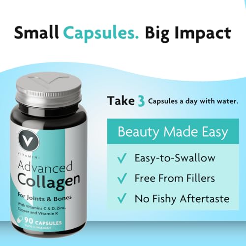 Premium Advanced Collagen Complex for Joint and Bone Health – High Strength Marine Collagen with Vitamin D3 V Vitamini Au supplements