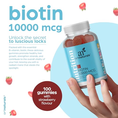 Artnaturals Biotin Gummies for Hair Growth - (100 Gummies - 10000mcg) - Natural Strawberry Artnaturals Au supplements
