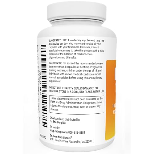 Dr. Berg's Vitamin D3 K2 Supplement w/MCT Oil - Includes 10,000 IU of Vitamin D3 Dr. Berg Nutritionals Au supplements