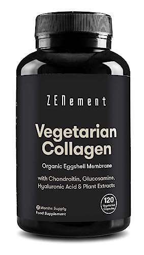 Vegetarian Collagen, from Organic Eggshell Membrane, 120 Capsules | with Glucosamine, Chondroitin, Hyaluronic Acid and Plant Extracts Zenement Au supplements