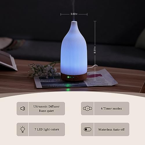 Coolego Ceramic Diffuser, 100ml Essential Oil Diffuser Ultrasonic Cool Mist Aromatherapy Diffuser CoolegoUS supplements