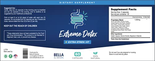 Bella All Natural Extreme Detox - Colon Cleanse and Full Body Detox - 60 Caps Bella All Natural Au supplements