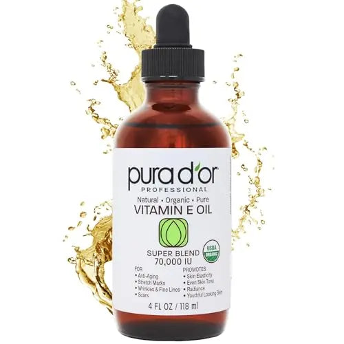 PURA D'OR 4 Oz ORGANIC Vitamin E Oil Blend 70,000 IU - 100% Natural Hexane Free, Sweet Almond PURA D'ORAU supplements