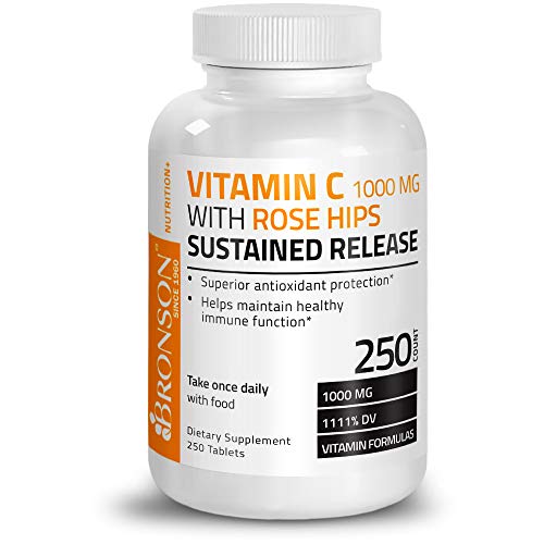 Bronson Vitamin C 1000 mg with Rose Hips Sustained Release, 250 Tablets Bronson Au supplements