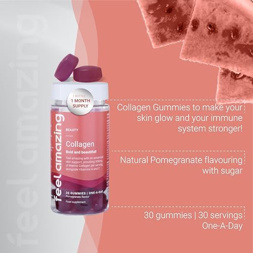 Collagen Gummies with Vitamins A and C, 500mg of Marine Collagen Per Serving, Advanced Skin Support, Feel Amazing Au supplements