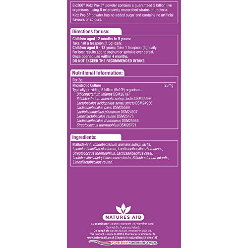 Natures Aid Bio360 Kidz Pro-5 (5 Billion Bacteria) from Natures Aid, Children's Microbiotic natures aid Au supplements