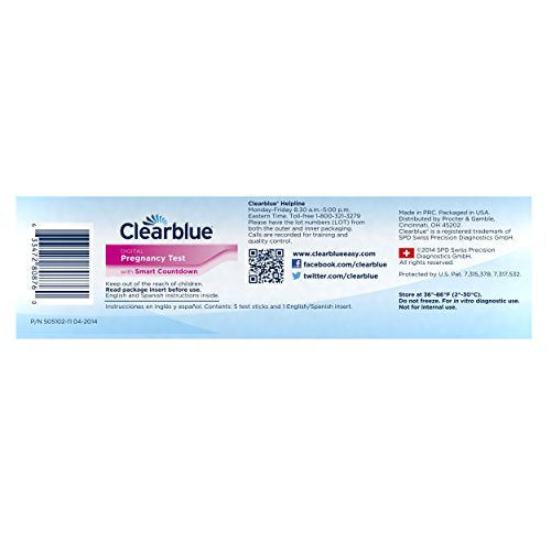Clearblue Digital Pregnancy Test with Smart Countdown, Multi, 5 count Clearblue Au supplements
