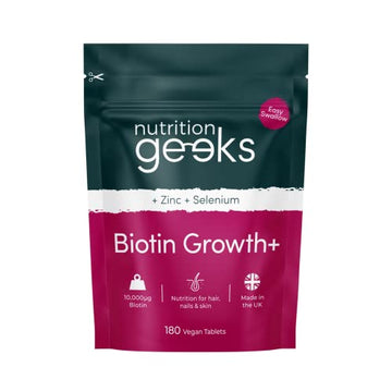 Nutrition Geeks Biotin Hair Growth Supplement - 180 Tablets Enhanced with Zinc Nutrition Geeks Au supplements